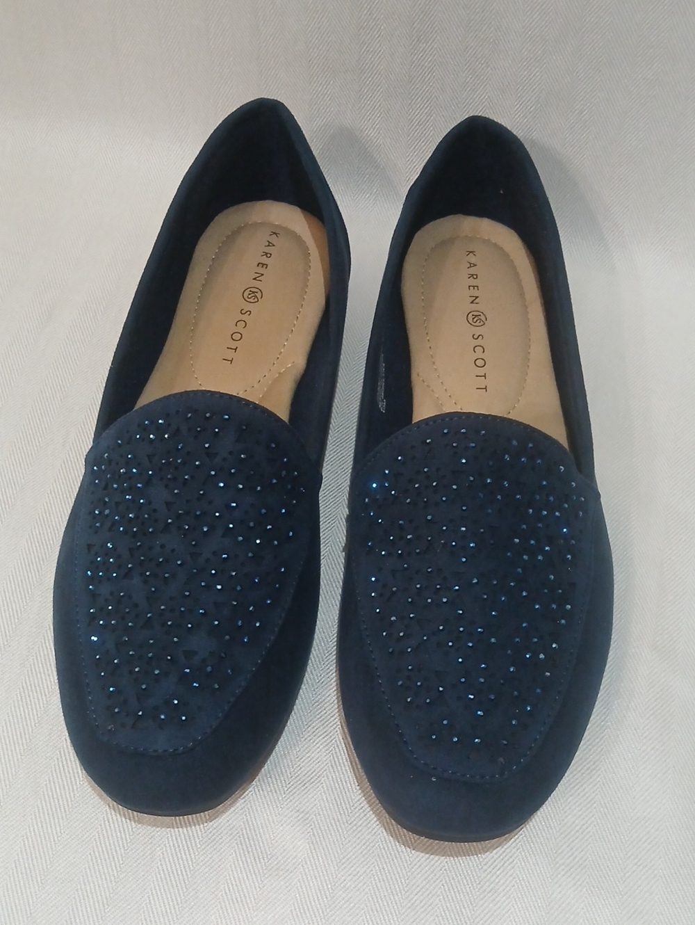 KAREN SCOTT Womens Navy Moreyaa Embellished Slip On Flats Shoes Size 10